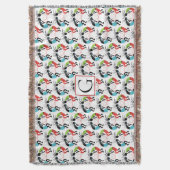 Kleurrijk Kokopelli hartpatroon en monogram Deken (Voorkant Verticaal)