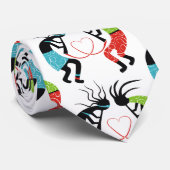 Kleurrijk Kokopelli hartpatroon Stropdas (Opgerold)