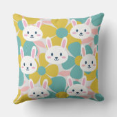 Kleurrijk konijn en bloemkussen voor kinderkamer kussen (Achterkant)
