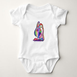 Kleurrijk konijn met Bloem Baby Bodysuit