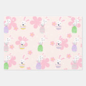 Kleurrijk konijn paasei bloemen patroon inpakpapier vel (Voorkant)