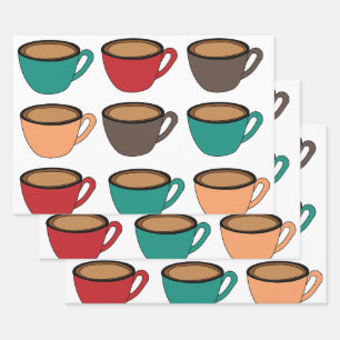 Kleurrijk Kopje Koffie Patroon Inpakpapier Vel