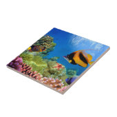 Kleurrijk koraal en tropische vis tegeltje (Zijkant)