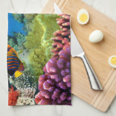 Kleurrijk koraal en tropische vis theedoek (Quarter Fold)