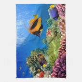 Kleurrijk koraal en tropische vis theedoek (Verticaal)