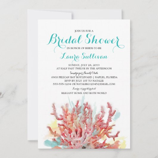 Kleurrijk Koraalrif Aquarel | Bruidsmeisjesfeest Kaart (Voorkant)