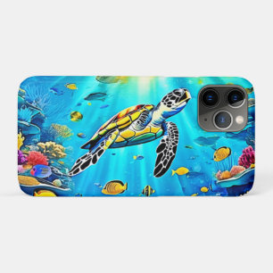 Kleurrijk Koraalrif Kunstwerk met Zeeschildpad Case-Mate iPhone Case