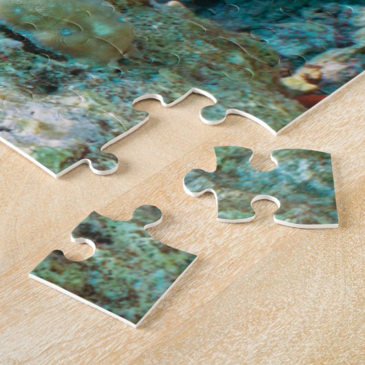 Kleurrijk koraalrif met tropische visserij legpuzzel (Zijkant)