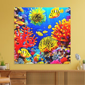 Kleurrijk koraalrif ontwerp canvas afdruk (Insitu (Woonkamer))
