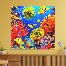 Kleurrijk koraalrif ontwerp canvas afdruk