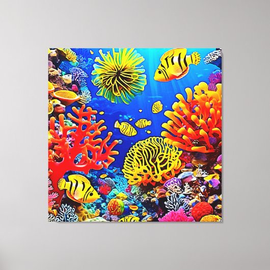 Kleurrijk koraalrif ontwerp canvas afdruk (Voorkant)