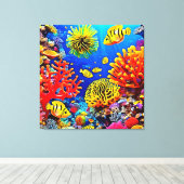 Kleurrijk koraalrif ontwerp canvas afdruk (Insitu (Houten vloer))