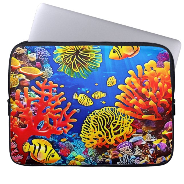 Kleurrijk koraalrif ontwerp laptop sleeve (Voorkant)