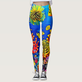 Kleurrijk koraalrif ontwerp leggings