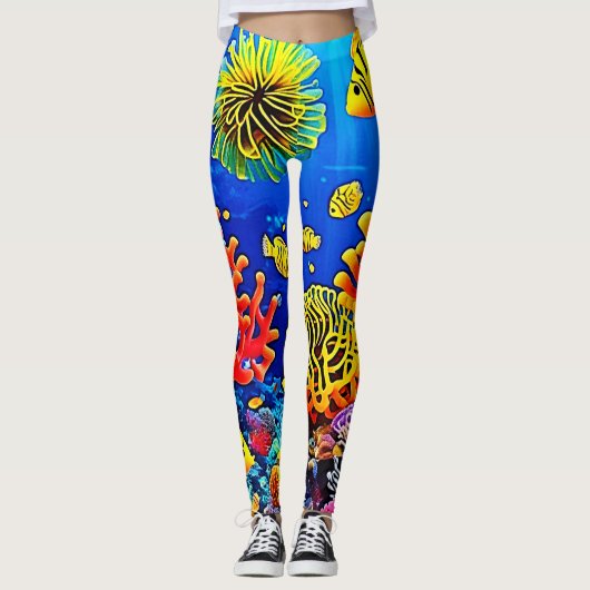 Kleurrijk koraalrif ontwerp leggings (Voorkant)