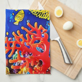 Kleurrijk koraalrif ontwerp theedoek (Quarter Fold)