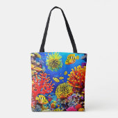 Kleurrijk koraalrif ontwerp tote bag (Achterkant)