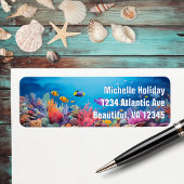 Kleurrijk koraalrif Tropische Vis Strand Adres Etiket