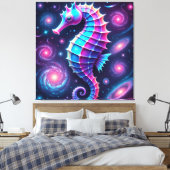 kleurrijk kosmisch zeepaardje canvas afdruk (Insitu (Slaapkamer))