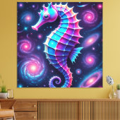 kleurrijk kosmisch zeepaardje canvas afdruk (Insitu (Woonkamer))