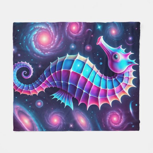 kleurrijk kosmisch zeepaardje fleece deken (Voorkant (Horizontaal))