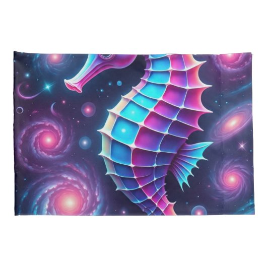 kleurrijk kosmisch zeepaardje kussensloop (Achterkant-Rechts)