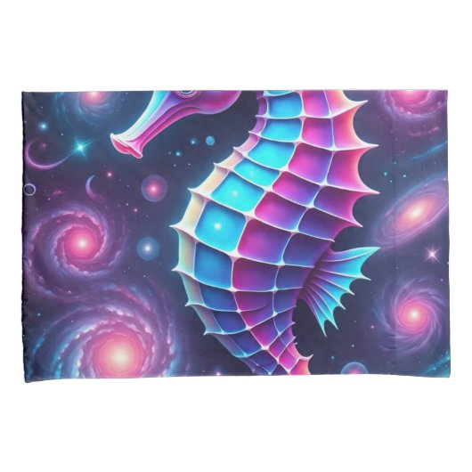 kleurrijk kosmisch zeepaardje kussensloop (Voorkant-Rechts)