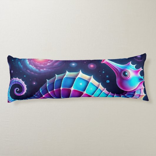 kleurrijk kosmisch zeepaardje lichaamskussen (Achterkant)