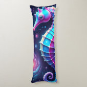 kleurrijk kosmisch zeepaardje lichaamskussen (Achterkant (Verticaal))