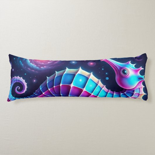 kleurrijk kosmisch zeepaardje lichaamskussen (Voorkant)