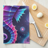 kleurrijk kosmisch zeepaardje theedoek (Quarter Fold)