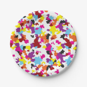 Kleurrijk Kristallijn Onregelmatig Abstract Patroo Papieren Bordje