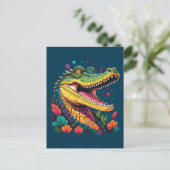 Kleurrijk krokodillenportret briefkaart (Staand voorkant)