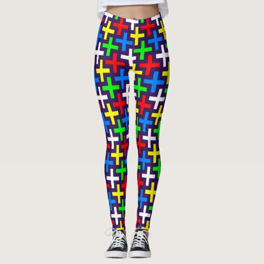 Kleurrijk kruispatroon leggings (Voorkant)