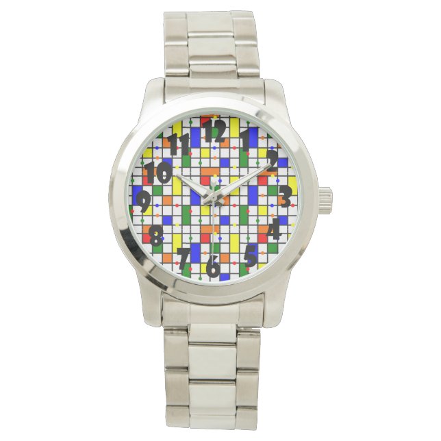 Kleurrijk kruiswoord horloge (Voorkant)