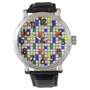 Kleurrijk kruiswoord horloge