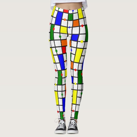 Kleurrijk kruiswoord leggings (Voorkant)