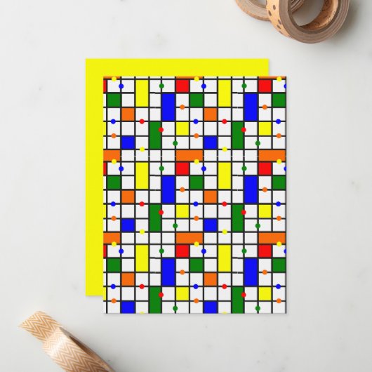 Kleurrijk kruiswoord notitiekaartje (Voorkant / Achterkant in situ)