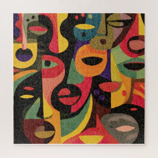 Kleurrijk Kubisme Abstract Gezichten Puzzel (Verticaal)