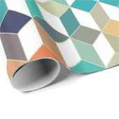 Kleurrijk kubuspatroon over witte achtergrond cadeaupapier (Rol Hoek)
