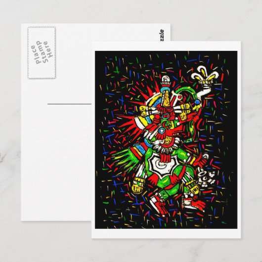 kleurrijk kukulcan briefkaart (Voorkant / Achterkant)