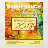 Kleurrijk Kunstenaars Palet Wijn Etiket (Enkel label)