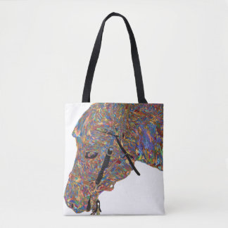 Kleurrijk kunstpaard tote bag