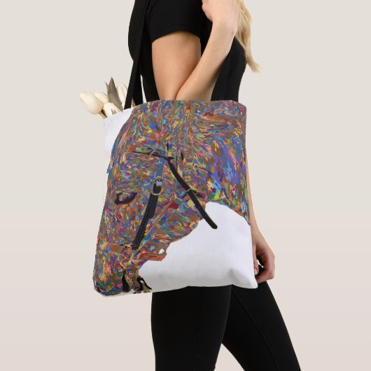 Kleurrijk kunstpaard tote bag (Dichtbij)