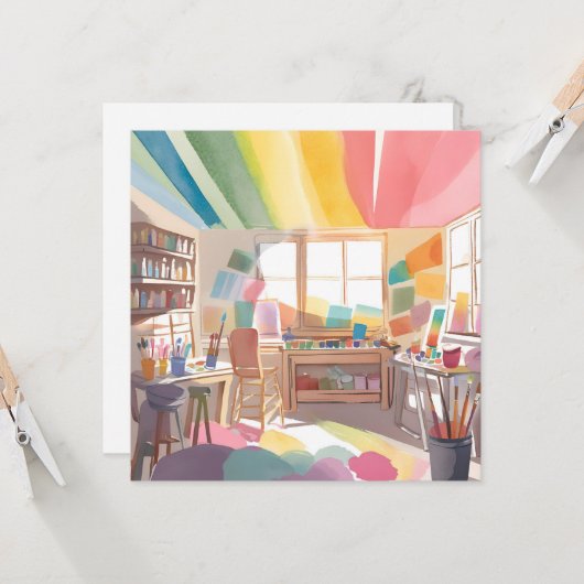 Kleurrijk Kunststudio | Watercolor Schilderen Kaar (Voorkant / Achterkant in situ)