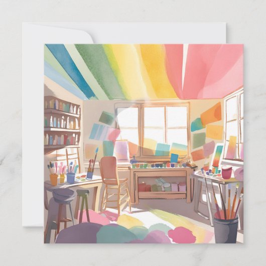 Kleurrijk Kunststudio | Watercolor Schilderen Kaar (Voorkant)