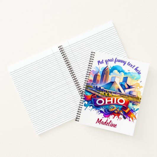 Kleurrijk kunstwerk van de skyline van Ohio Notitieboek (Binnen)