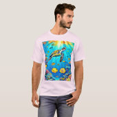 Kleurrijk Kunstwerk van Zeeschildpad en Koraalrif T-shirt (Voorkant volledig)