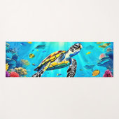 Kleurrijk Kunstwerk van Zeeschildpad en Koraalrif Yogamat (Voorkant (horizontaal))