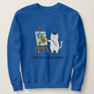 Kleurrijk Kunstwerk Witte Kat Kunstenaar Blauw Knu Trui